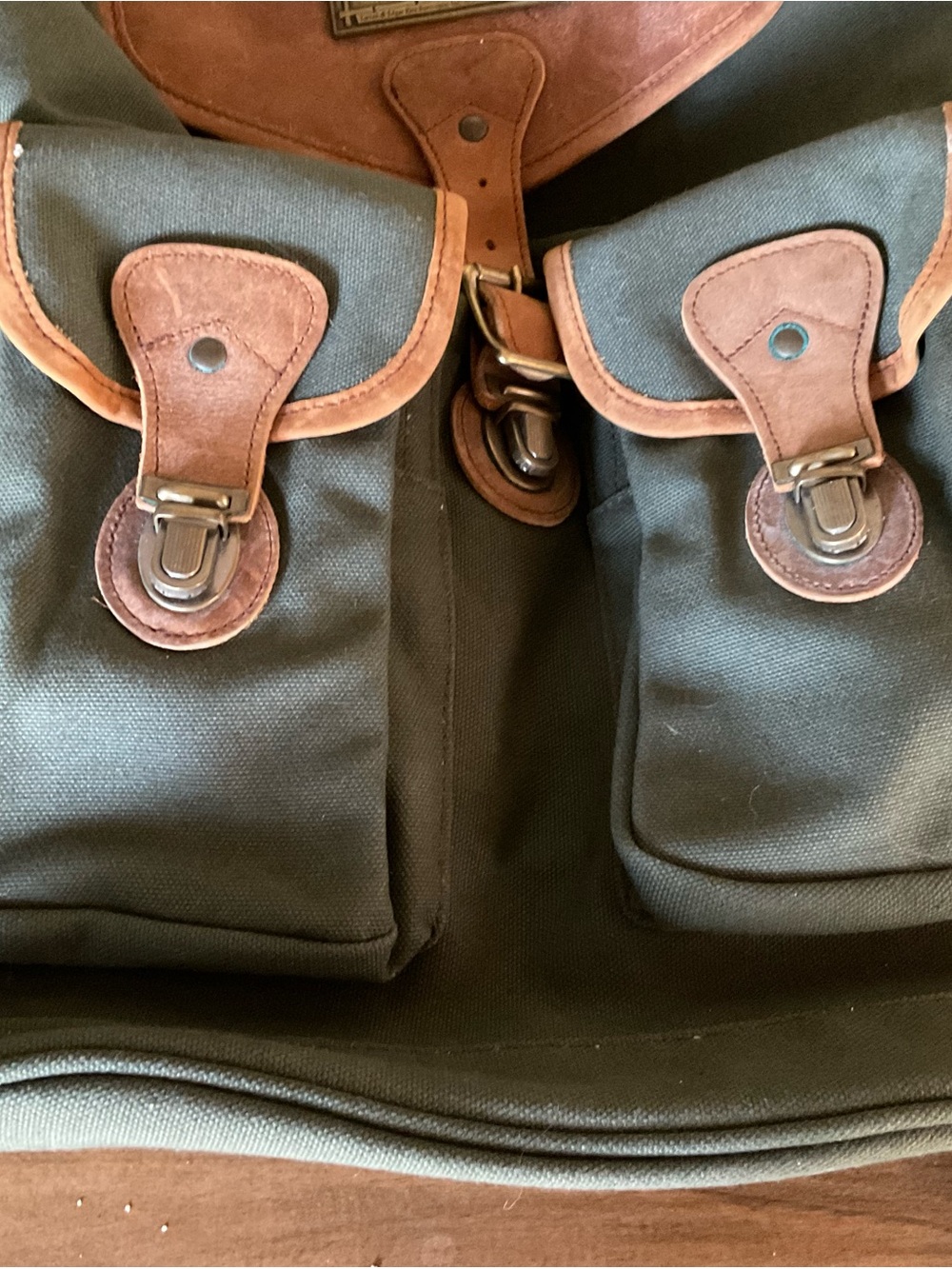 Disney Tarzan Olive Green Canvas Backpack with Brown Leather Trim